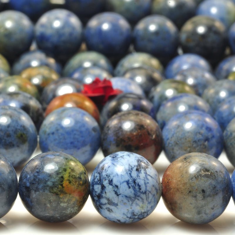 Sunset Dumortierite Smooth Round Beads Gemstones for Jewelry Making