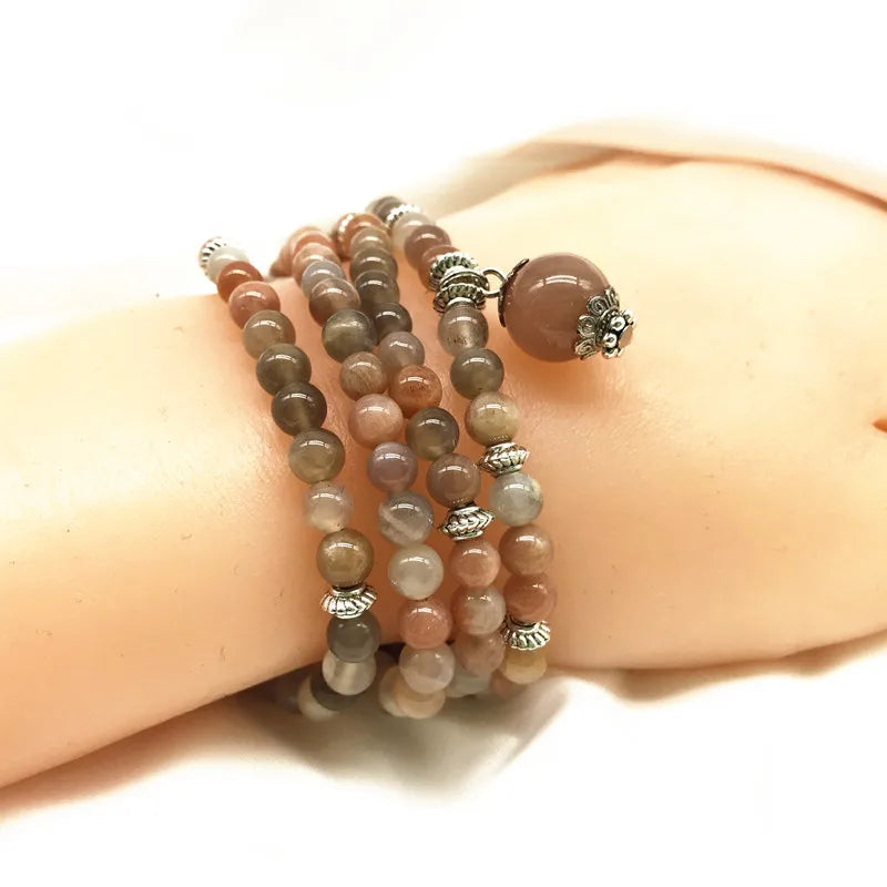Sunstone 6mm Round Bead Bracelet For Women