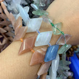 Sunstone Aquamarine Fluorite Stone Beads 15'' Rhombus Square DIY Jewelry Making