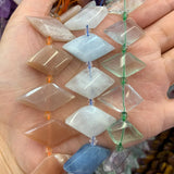 Sunstone Aquamarine Fluorite Stone Beads 15'' Rhombus Square DIY Jewelry Making