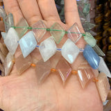 Sunstone Aquamarine Fluorite Stone Beads 15'' for Jewelry Making