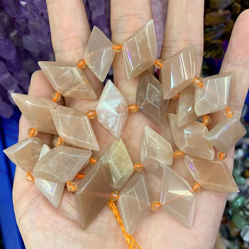 Natural Sunstone Aquamarine Fluorite Stone Beads 15'' DIY Loose Beads