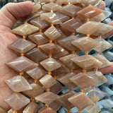 Sunstone Aquamarine Fluorite Stone Beads 15'' Rhombus Square DIY Jewelry Making