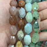 Natural Sunstone Coral Fessoil Aquamarine Prehnite Beads 15''