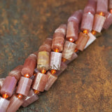 Faceted Sunstone Beads Jewelry Long Thin Tubes 10*14 mm