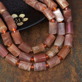 Faceted Sunstone Beads Jewelry Long Thin Tubes 10*14 mm