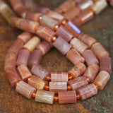 Faceted Sunstone Beads Jewelry Long Thin Tubes 10*14 mm