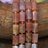 Faceted Sunstone Beads Jewelry Long Thin Tubes 10*14 mm