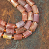 Faceted Sunstone Beads Jewelry Long Thin Tubes 10*14 mm