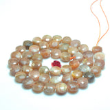Natural Sunstone Faceted Coin Loose Beads Gemstone for Bracelet Necklace