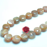 Natural Sunstone Faceted Coin Loose Beads Gemstone for Bracelet Necklace