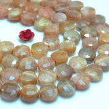 Natural Sunstone Faceted Coin Loose Beads Gemstone for Bracelet Necklace