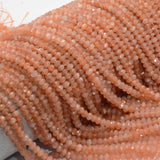 Natural Sunstone Faceted Rondelle Beads 3.5x4.8mm