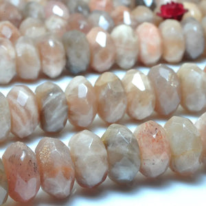 Natural Sunstone Faceted Rondelle Loose Beads Gemstone Bracelet Necklace