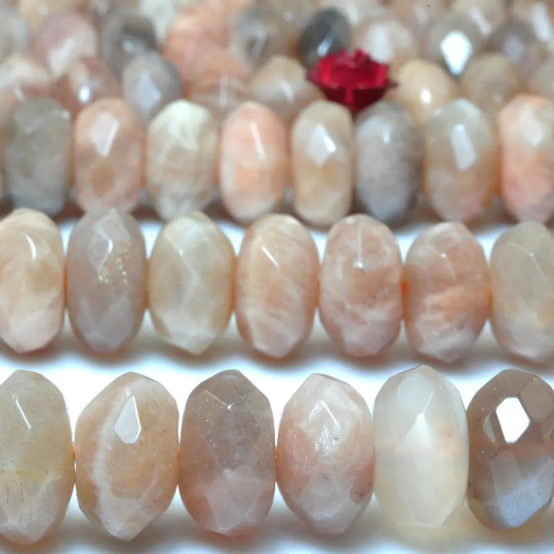 Natural Sunstone Faceted Rondelle Loose Beads Gemstone Bracelet Necklace