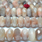 Natural Sunstone Faceted Rondelle Loose Beads Gemstone Bracelet Necklace