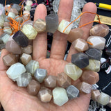 Natural Sunstone Stone Beads Faceted Irregular DIY Loose Beads 15''