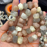 Natural Sunstone Stone Beads Faceted Irregular DIY Loose Beads 15''