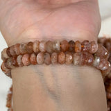 Sunstone Stone Beads 15'' Faceted Rondelle for DIY Jewelry Making