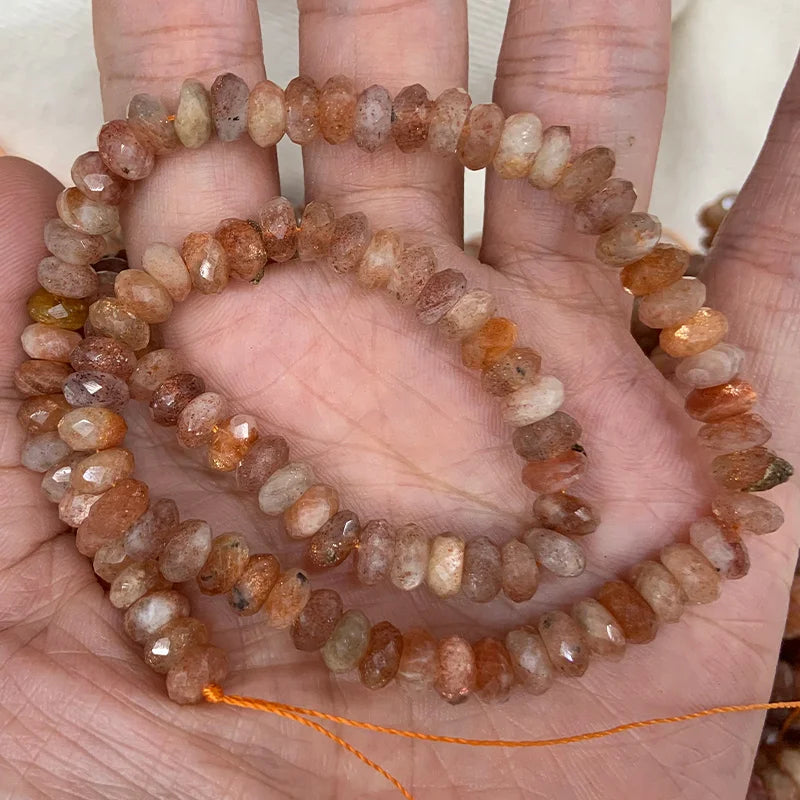 Sunstone Stone Beads 15'' Faceted Rondelle for DIY Jewelry Making