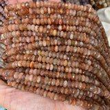 Sunstone Stone Beads 15'' Faceted Rondelle for DIY Jewelry Making