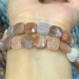 Natural Sunstone Stone Beads 15'' Faceted Square DIY Loose Beads Jewelry Making