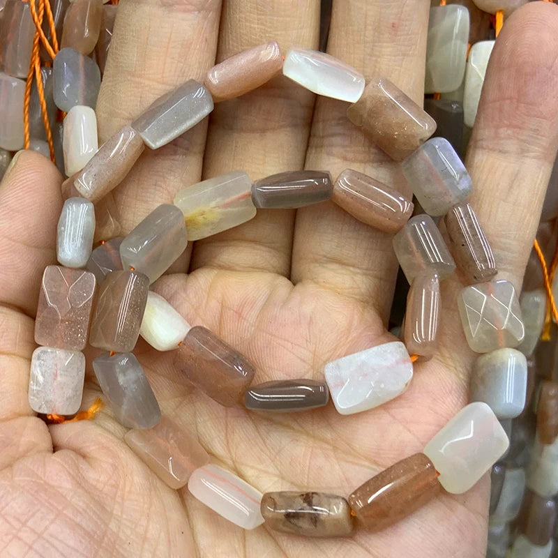 Natural Sunstone Stone Beads Rectangle Spacer Beads for Jewelry Making