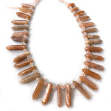 Natural Sunstone Stone Beads 15'' Sticks Crystal Point Shape DIY Loose Beads