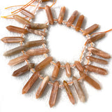 Natural Sunstone Stone Beads 15'' Sticks Crystal Point Shape DIY Loose Beads