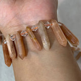 Natural Sunstone Stone Beads 15'' Sticks Crystal Point Shape DIY Loose Beads