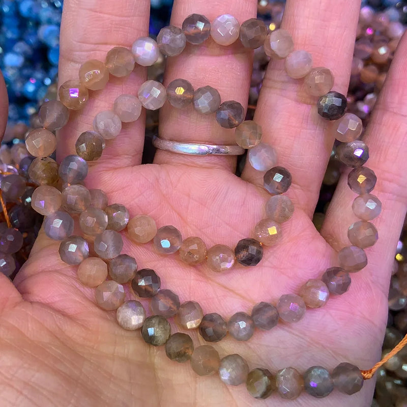 Natural Sunstone Stone Beads 5.5-9.5mm Round DIY Loose Beads