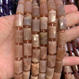 Natural Suntone Stone Beads 15'' Faceted Column DIY Beads