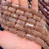 Natural Suntone Stone Beads 15'' Faceted Column DIY Beads