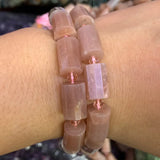 Natural Suntone Stone Beads 15'' Faceted Column DIY Beads