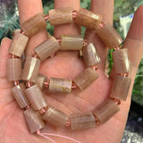 Natural Suntone Stone Beads 15'' Faceted Column DIY Beads