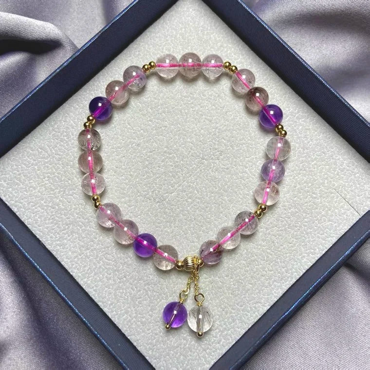 7 Quartz Crystal Bracelet 14k Filled Fine Jewelry Gift