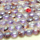 7 Natural Seven Crystal Faceted Coin Loose Beads Gemstone Bracelet DIY