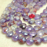 7 Natural Seven Crystal Faceted Coin Loose Beads Gemstone Bracelet DIY