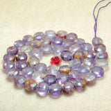 7 Natural Seven Crystal Faceted Coin Loose Beads Gemstone Bracelet DIY
