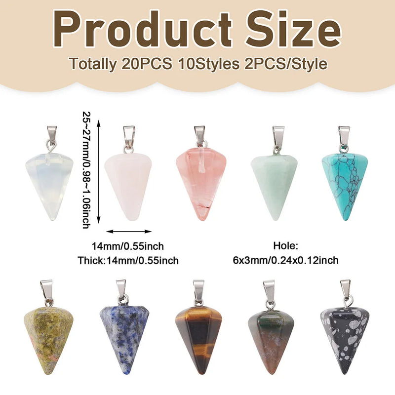 Stone Pendants Cone Spike Charm Cross Charm for DIY Bracelet