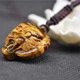 Tiger's Eye Beads Pendant Necklace - Jade Pendant Tiger Necklace Jewelry