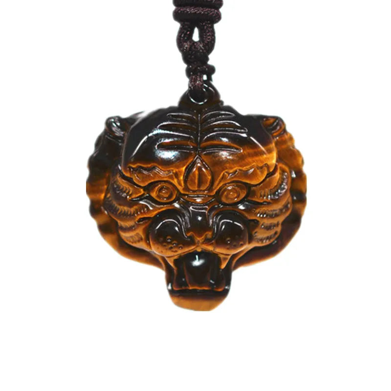 Tiger's Eye Beads Pendant Necklace - Jade Pendant Tiger Necklace Jewelry