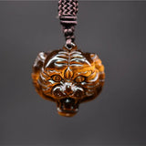 Tiger's Eye Beads Pendant Necklace - Jade Pendant Tiger Necklace Jewelry
