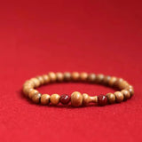 Natural Taishan Old Peach Wood Cinnabar Flower Bracelet Hand String