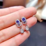 Tanzanite Earrings 925 Silver 3x5mm Center Stone Women's Gift