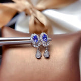 Tanzanite Earrings 925 Silver 3x5mm Center Stone Women's Gift