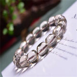Natural Tea Crystal Bracelets Beads Size 12mm Single Lap Hand String Jewelry