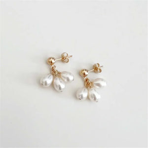 Teardrop Pearl Earrings 14K Filled Minimalism Jewelry