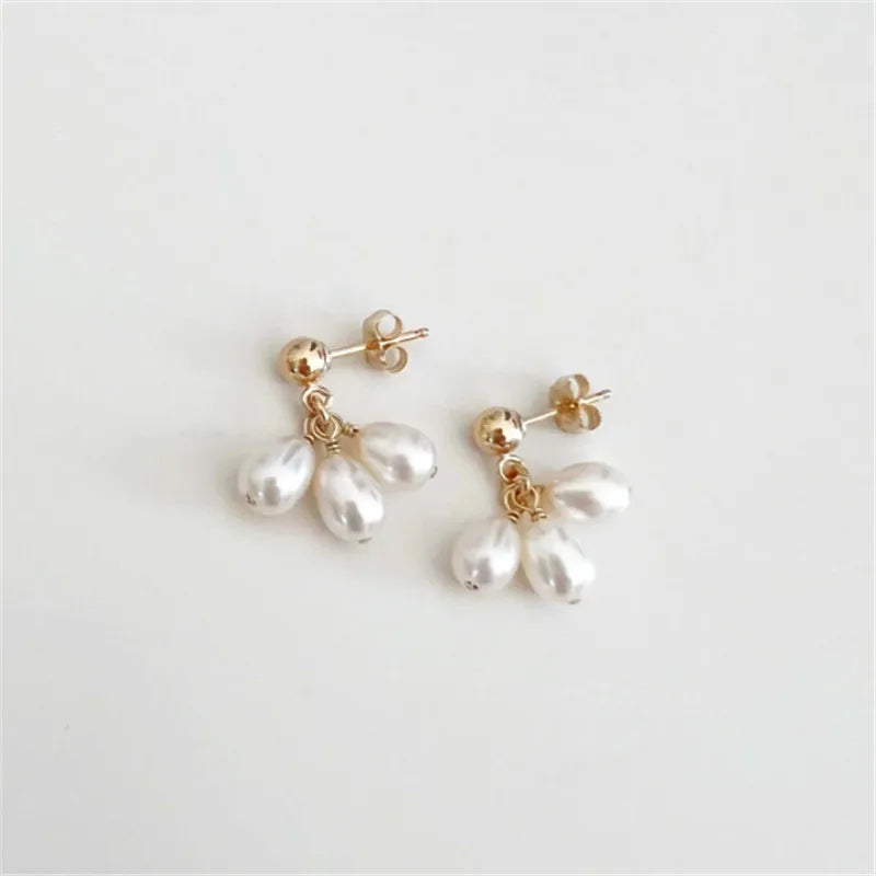 Teardrop Pearl Earrings 14K Filled Minimalism Jewelry