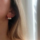 Teardrop Pearl Earrings 14K Filled Minimalism Jewelry